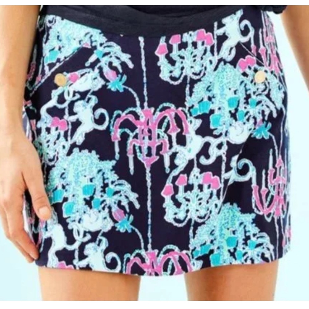 Lilly Pulitzer Monkey Trouble Navy and Pink Mini Skort medium